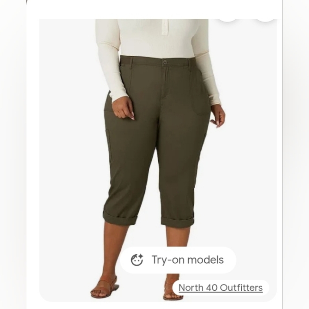 Nwt Womens Lee Moss Green Cargo Capri Pants Size 18